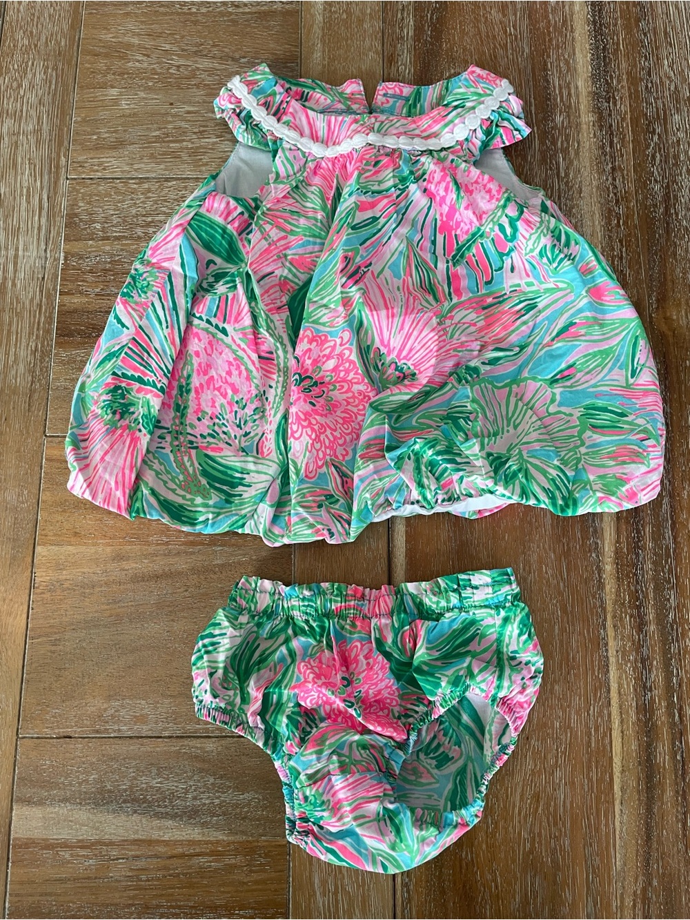 Lilly Pulitzer Pink & Green Floral Ruffle Tank with Bloomers